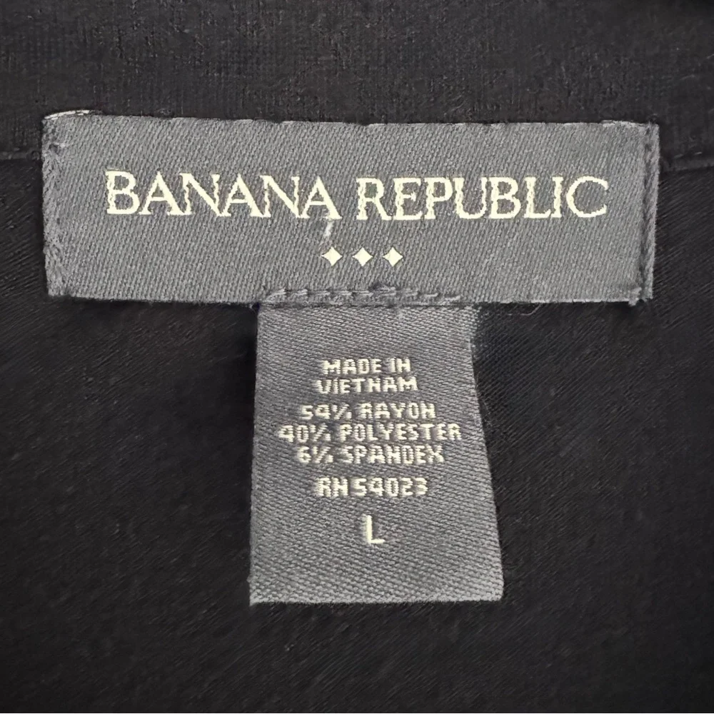 Banana Republic Soft Knit Polo Shirt Classic Black Collared Preppy Tee Black L